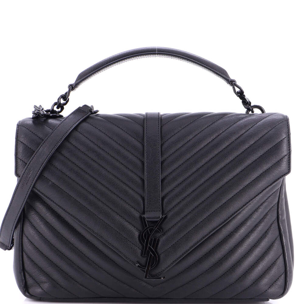 Saint Laurent Large Classic Monogram College Bag Matelasse Chevron Leather